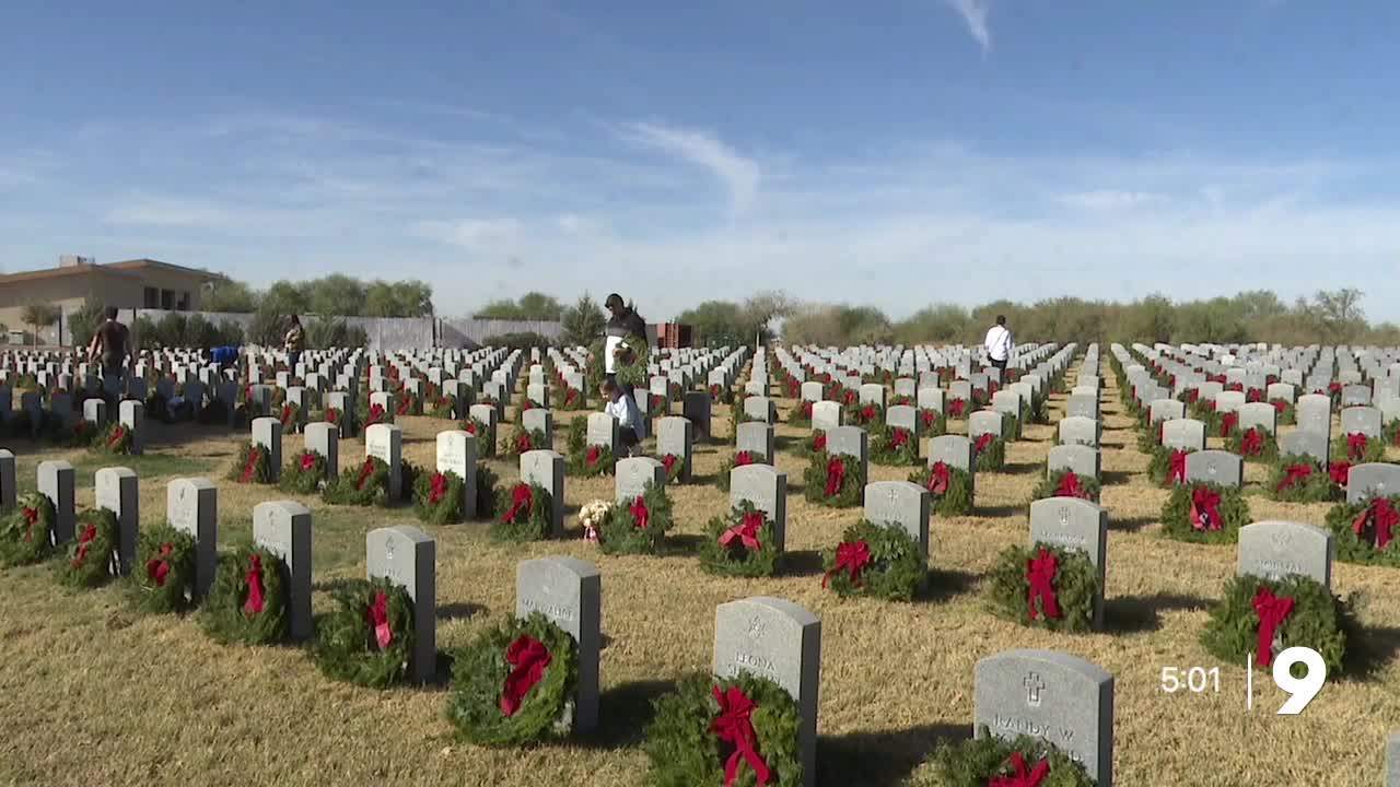 Over 3,600 wreaths were laid at Arizona Veterans' Memorial Cemetery at Marana to honor veterans